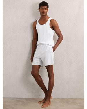 Reiss Fleet - Soft Gray Cotton Jersey Logo-waistband Shorts With Stretch, L - Natural
