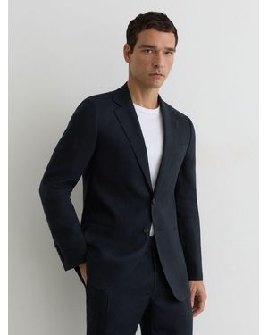 Reiss Kin Classic Classic-Fit Linen Single-Breasted Suit Blazer - Blue