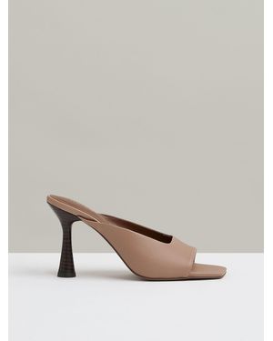 Reiss Justine - Blush Justine Leather Heeled Mules, Us 5 (uk 3) - Natural