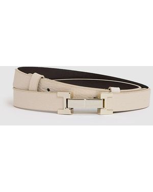 Reiss Hayley - Stone Leather Square Hinge Belt, S (us 4-6) - Multicolor
