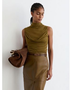 Reiss Cashmere Draped Sleeveless Top - Green