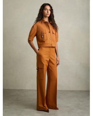 Reiss Mariane - Rust Button-through Cropped Cargo Top, Us 12 - Multicolor
