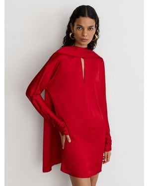 Reiss Satin Cape-Detail Mini Dress - Red