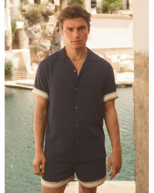 Reiss Baller - Navy - Che Contrast Stripe Elasticated Waist Swim Shorts, S - Black