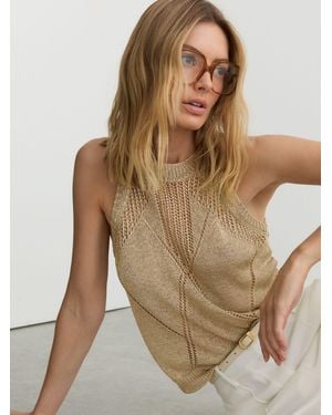 Reiss Textured-Knit Metallic Vest - Natural