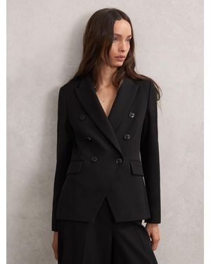 Reiss Double-Breasted Suit Blazer - Black