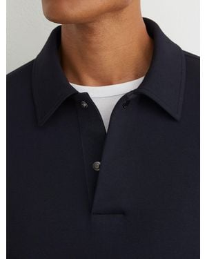 Reiss Sueded Interlock Jersey Relaxed Polo Sweatshirt - Blue