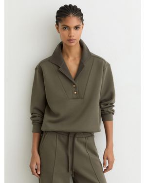 Reiss Premium Interlock Collar Sweatshirt - Green