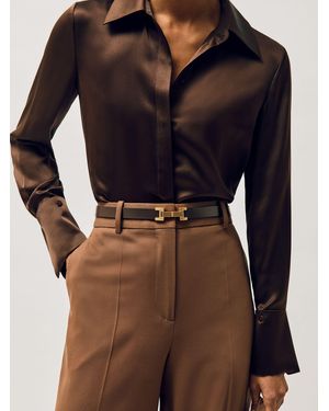 Reiss Leather Square Hinge Belt - Gray