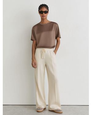 Reiss Premium Interlock Wide-Leg Sweatpants - Natural