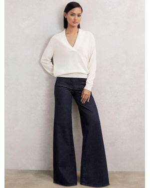 Reiss Petite Patch Pocket Wide Leg Jeans - Blue