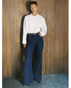 Reiss June - Blue Flared Seam-detail Jeans, 30 P