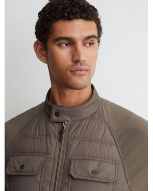 Reiss Hybrid Quilted Interlock Flap-Pocket Jacket - Brown