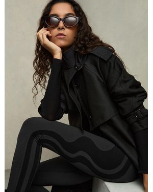 Reiss Wren - Black Wave-stripe High-rise Leggings, Xs (us 2)