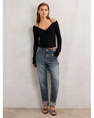 GOOD AMERICAN Indigo Cuffed Straight-leg Jeans - Blue