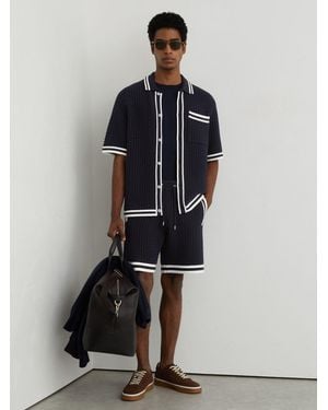 Reiss Cotton Crochet Drawstring Shorts - Blue