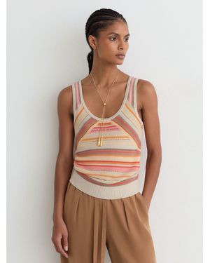 Reiss Miriam - Neutral/coral Striped Knit Scoop-neck Vest, M (us 8-10) - Multicolor