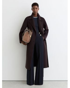 Reiss Carley - Navy Wide-leg Button-detail Pants, Us 4 L - Black