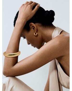Reiss Selina - Gold Tone Smooth Curve Chain-back Bangle, One - Brown
