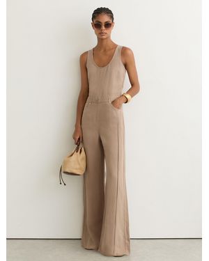 Reiss Lyocell-Linen Wide-Leg Jumpsuit - Natural