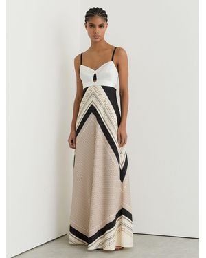 Reiss Myra Scarf-Print Tie-Back Maxi Dress - Natural