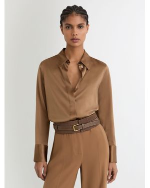 Reiss Leather And Suede Corset Waist Belt - Brown