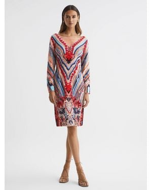 Raishma Embellished Mini Dress - Red