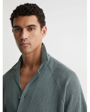 Reiss Textured Raglan Cuban-Collar Shirt - Multicolor
