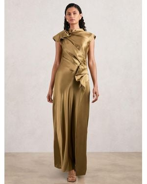 Acler Draped Satin Midi Dress - Natural