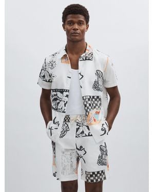 Les Deux Ivory Print Cotton Printed Shorts - White