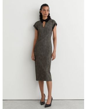 Reiss Collared Fitted Midi Dress - Gray