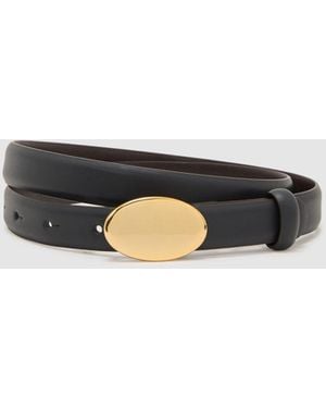 Reiss Elora - Navy Leather Oval-buckle Belt, S - Blue