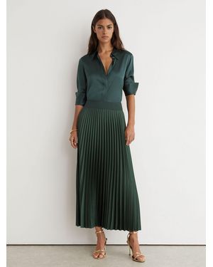 Reiss Pleated Midi Skirt - Green
