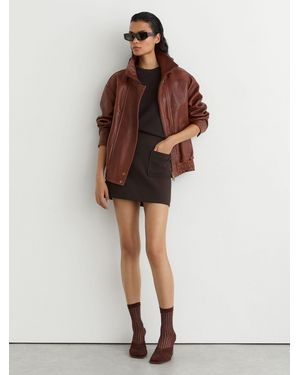 Reiss Patch-Pocket Mini Skirt With Wool - Brown