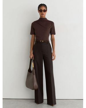 Reiss Cotton-Blend High-Neck Draped Top - Multicolor