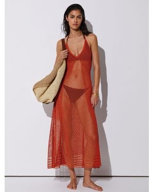 Reiss Cotton-Blend Crochet Beach Dress - Red