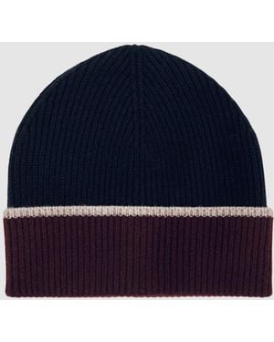 Reiss Filipa - Navy Wool-blend Tipped Beanie, One - Blue