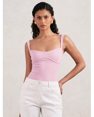 GOOD AMERICAN Light Pink Scuba Sweetheart Bodysuit