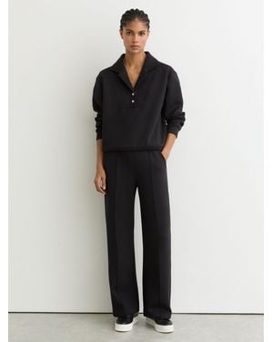 Reiss Petite Premium Interlock Wide-Leg Sweatpants - Black