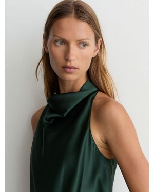 Reiss Kory - Teal Green Silk Cowl-neck Sleeveless Top, Us 12 - Black