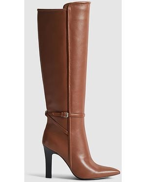 Reiss Caitlin - Tan Leather Knee High Boots, Us 4 (uk 2) - White
