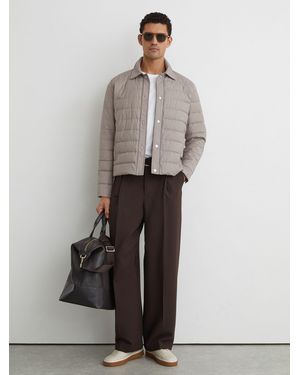 Reiss Quilted Hybrid Press-Stud Jacket - Gray