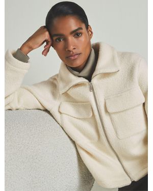Les 100 Ciels Cream | S Textured Wool Jacket - Natural