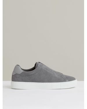 Reiss Suede Slip-On Elasticated Sneakers - Gray