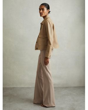 Reiss Hadley - Neutral High Rise Flared Pants, Us 12 R - Natural
