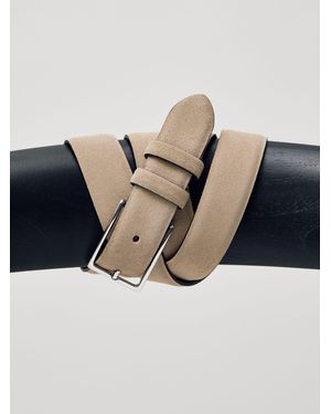 Reiss Dante - Stone Dante Suede Belt, 28 - Gray