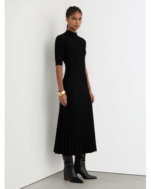 Reiss Button-Detail Knitted Midi Dress - White