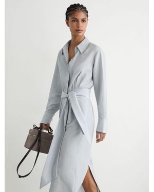 Reiss Blend Tie-Waist Shirt Dress - White