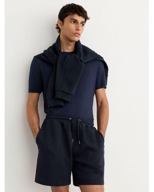 Reiss Sueded Interlock Jersey Drawstring Shorts - Blue