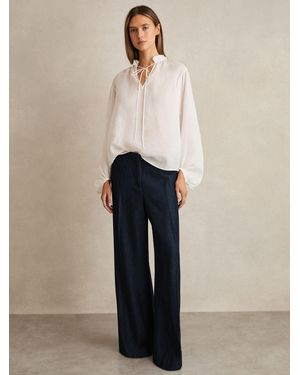 Reiss Denim-Look Wide-Leg Pants - Blue